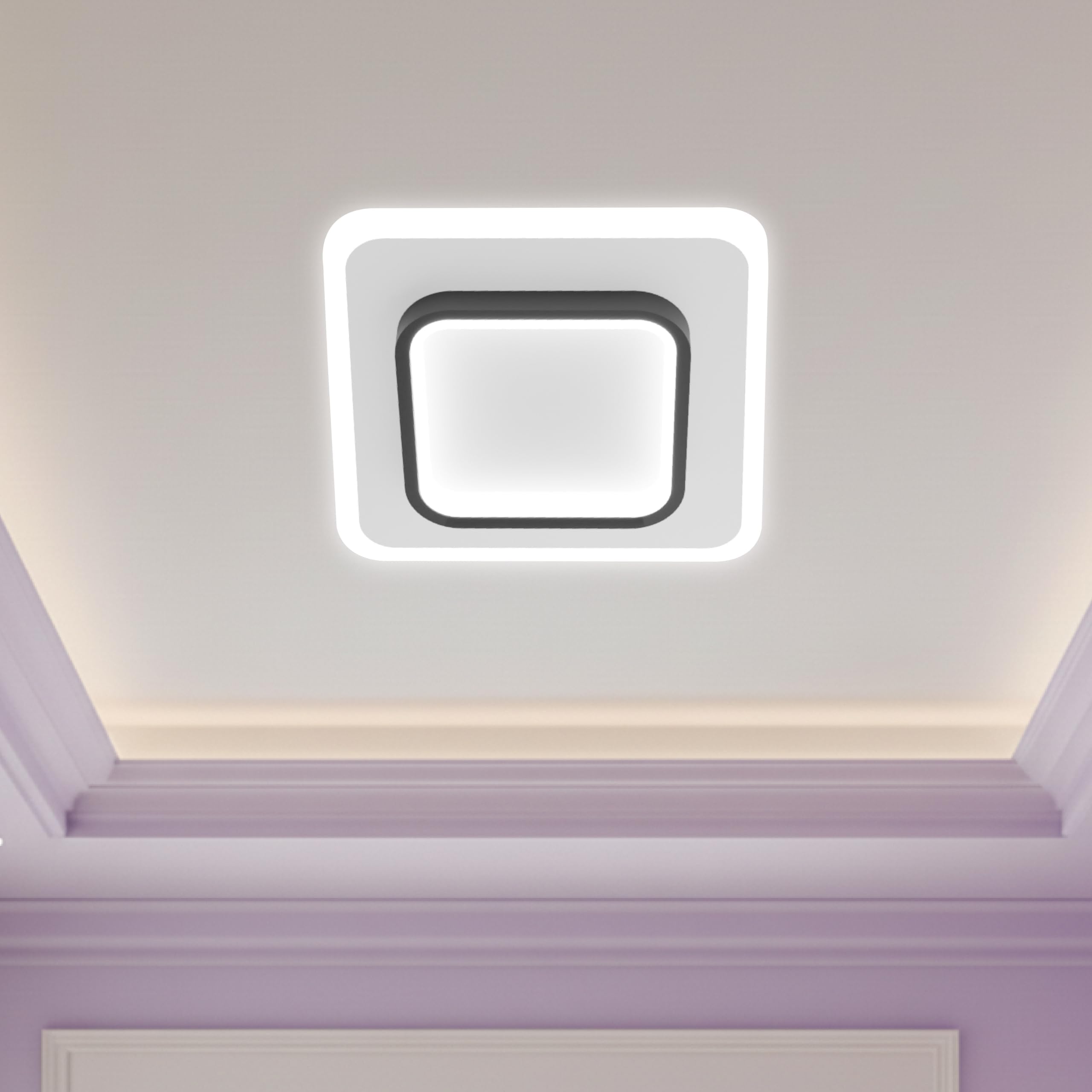 Premium Geometric Ceiling Mount LED Designed for Room or Office - Square Black (Square Black 48W)-image-25