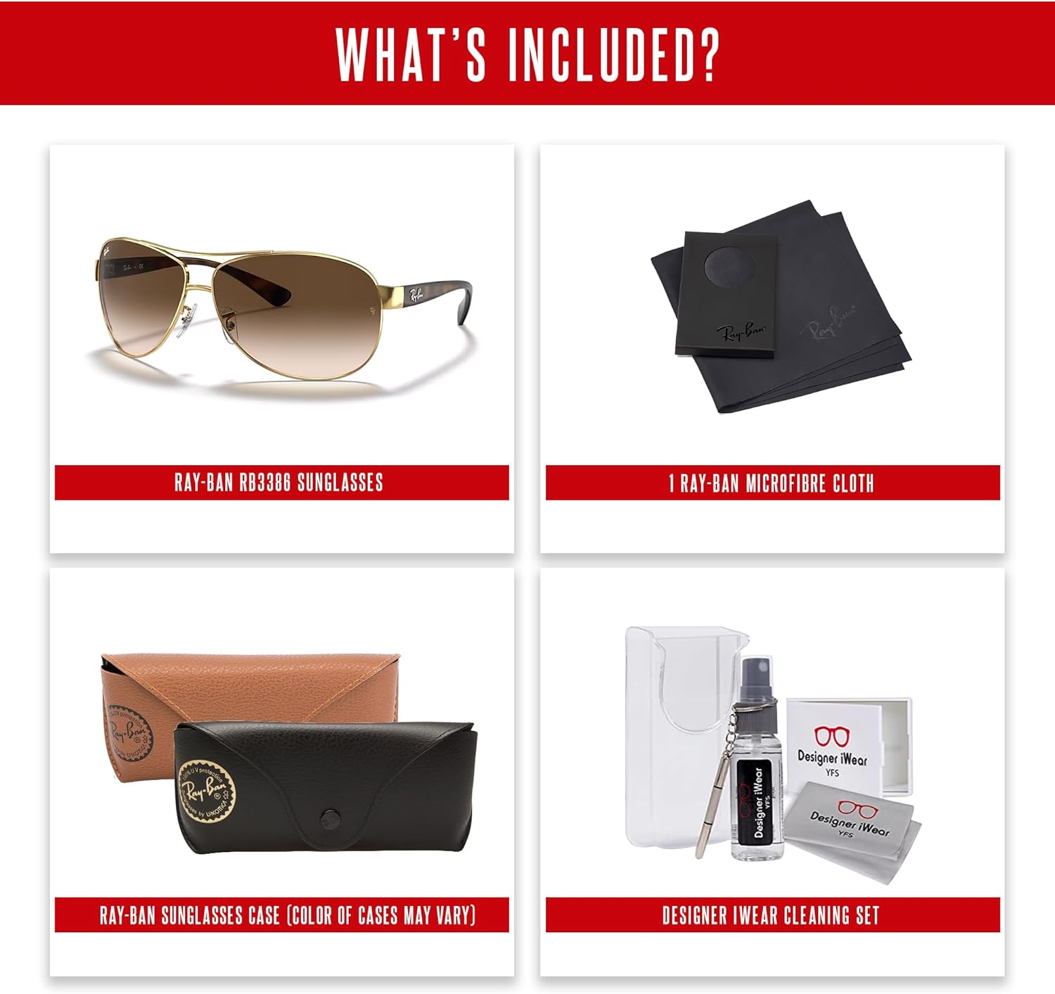 Ray-Ban RB3386 Aviator Sunglasses For Men +BUNDLE with ACCESSORY EYEWEAR KIT - Image 5