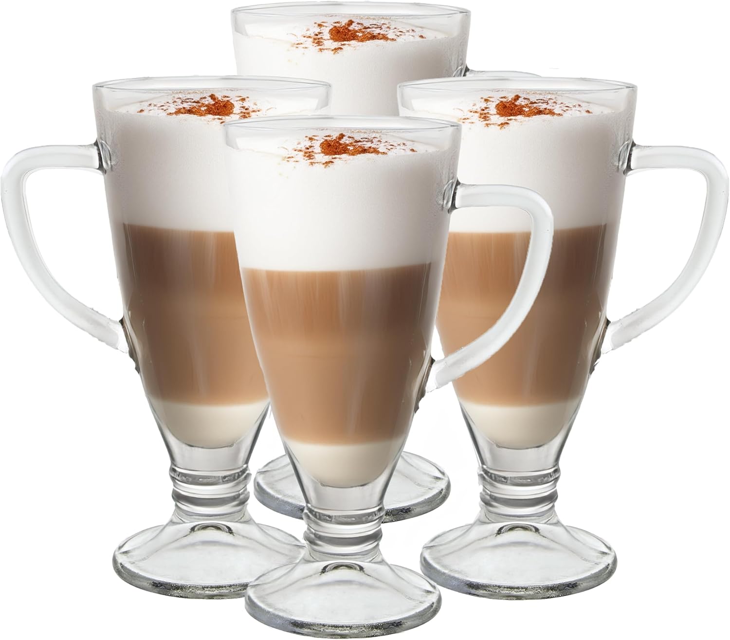 Premier Housewares Curved Handle Set of Four Latte Glasses Elegant