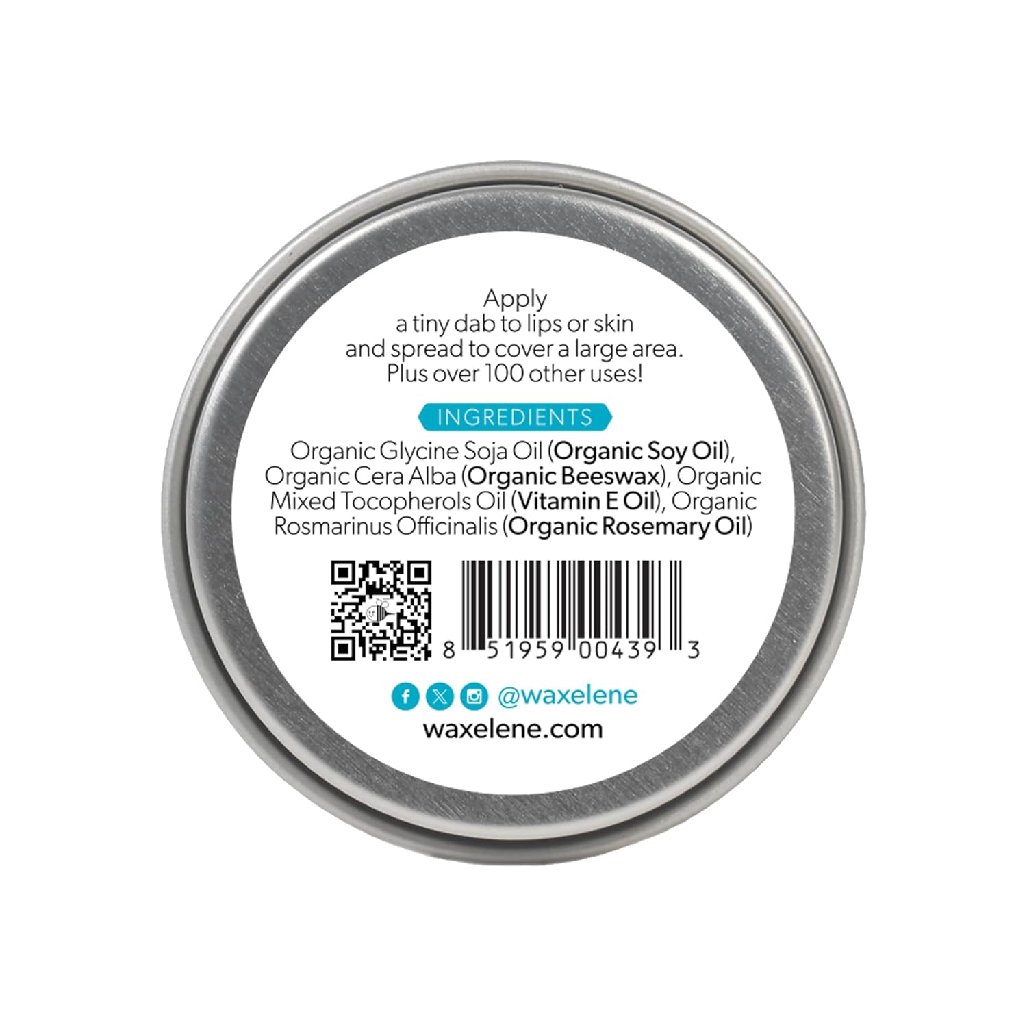Waxelene Original Aerated Lip Balm Tin, Best Lip Balm Ever Organic Calming Multipurpose Ointment Baby Eczema Dry Sensitive Skin Body Face Moisturizer