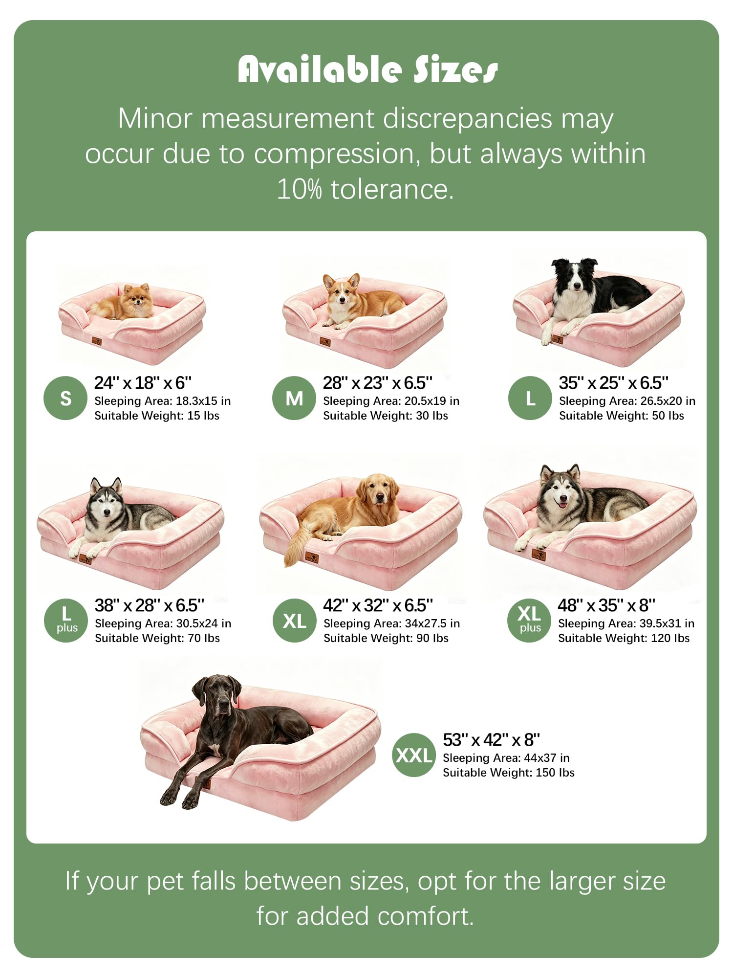 Spotted Play Orthopedic Dog Bed with Sides - Sofa Beds for Medium Dogs, Supportive Foam Pet Couch Bed with Washable Removable Cover, Waterproof Lining and Non-Slip Bottom, Pink - M view 7