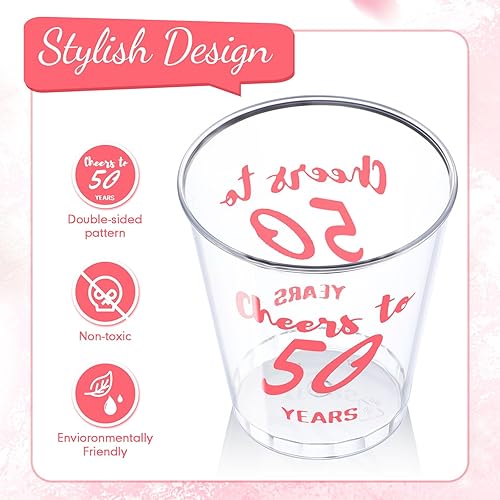 Miniatura 3 de Zubebe 100 vasos desechables de 2 onzas, regalos de fiesta de cumpleaños para ella y él, mujeres y hombres, aniversario, decoración de boda (Cheers