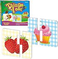 SpriteGru 48 Food Matching Puzzles for Toddlers - Double-Sided Self-Correcting Pre-Primer Jigsaw, Preschool Educational Toys (24 Blocks)