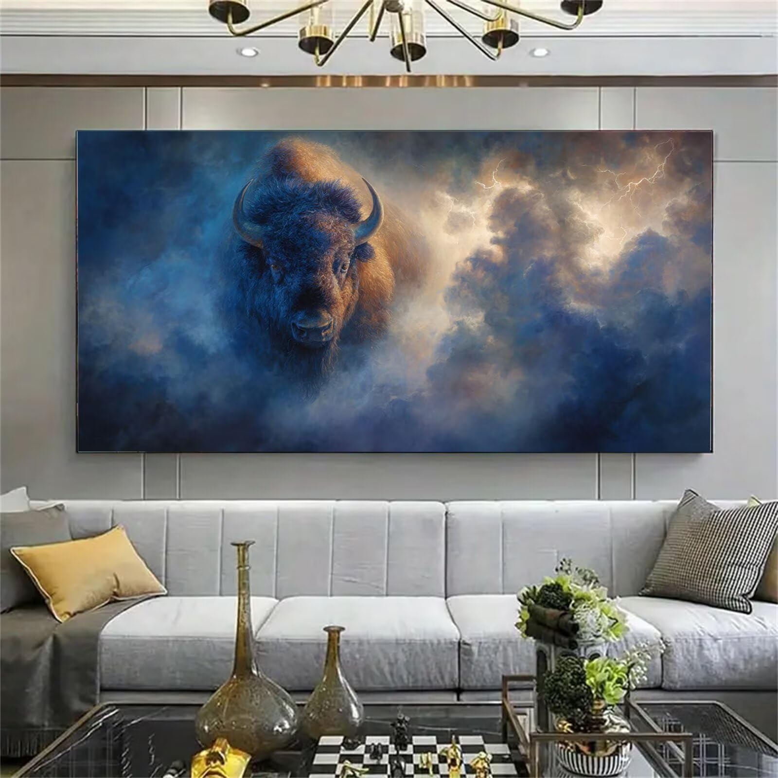 Malen nach Zahlen Erwachsene Großes Format 60x120cm, Hochlandrinder Panorama DIY Malset Komplettset auf Leinwand, Ohne Rahmen Acryl Ölgemälde Malen nach Zahlen Tier, Geschenk für Frauen,w-896k