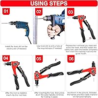 Vista 9 de WETOLS Kit de pistola de remache y herramienta de tuerca de remache, pistola de remache manual con 4 cabezales de remache con 200 remaches