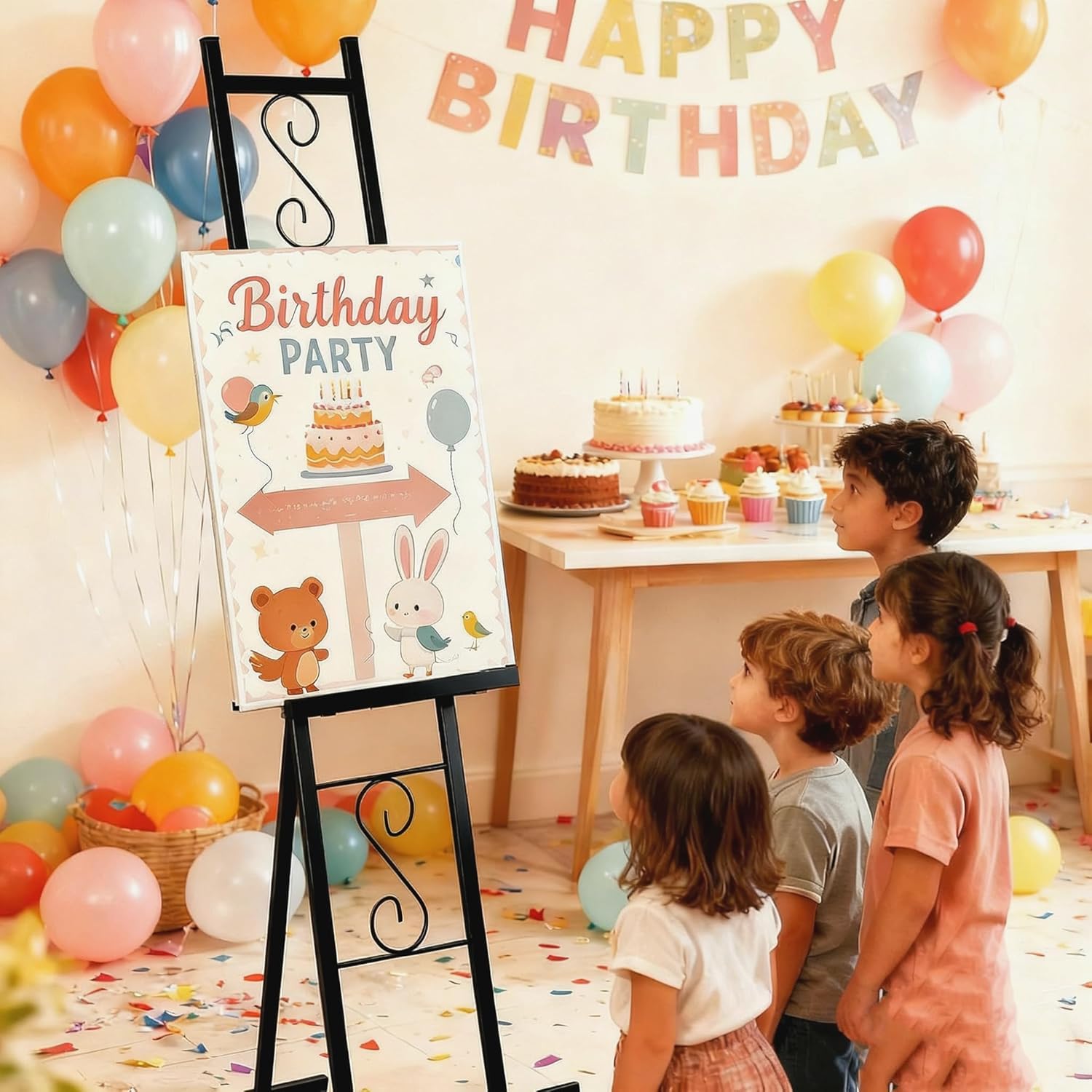 2er-Pack Schwarz Staffelei-Ständer für Schilder, 147cm höhe verstellbarer Willkommens-/Hochzeitsschilderständer für Ausstellung