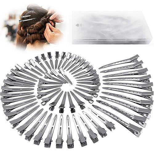 60 pinzas de metal con facturas de pato para mujer corte de peinado horquillas plateadas para cabello largo pinzas de rizo de cocodrilo para rodillo
