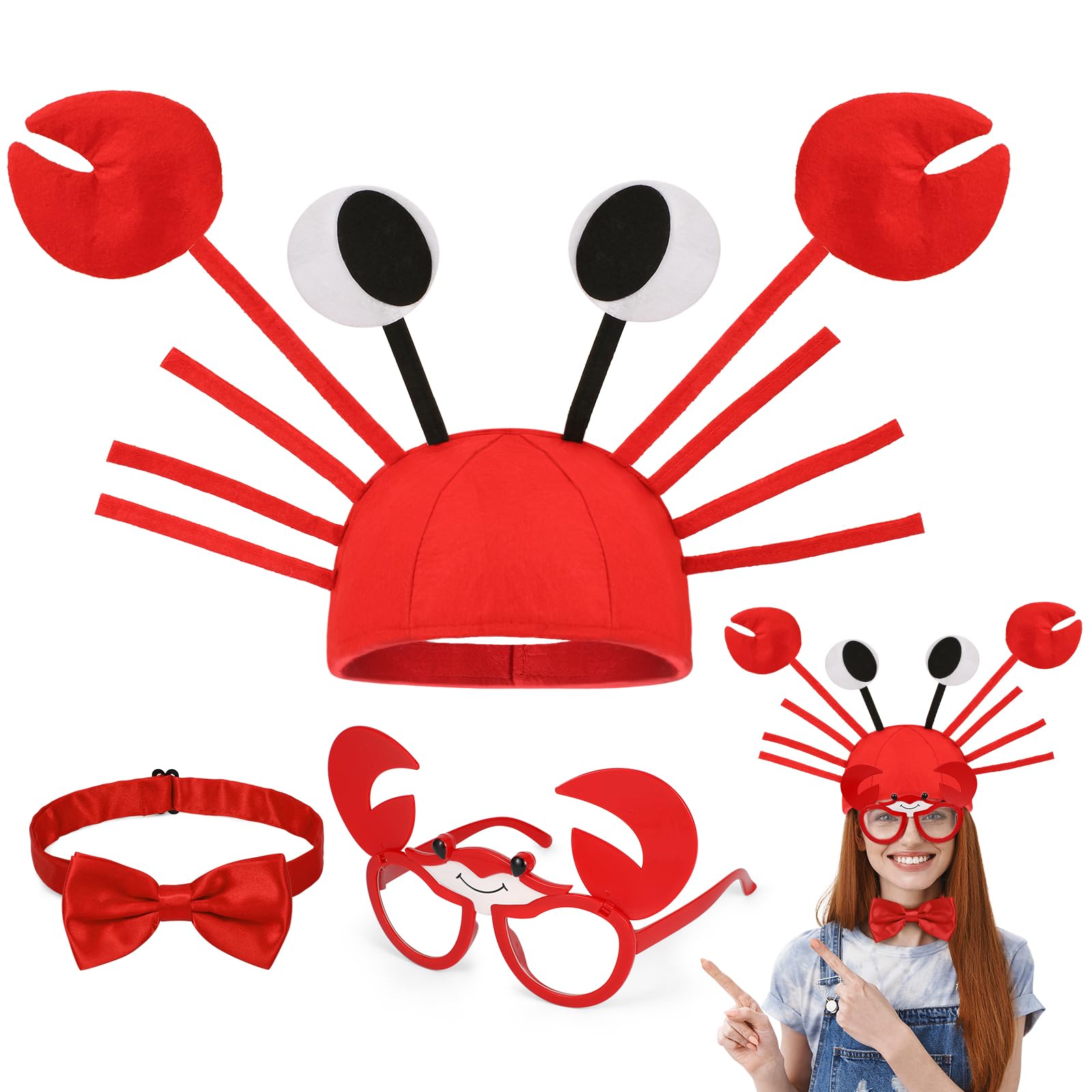 Hifot 3PCS Crab Costume Accessories, Funny Crab Hats