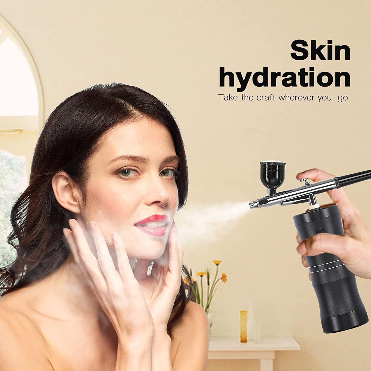 Kit Aerografo Cordless, Compressore per Pistola Aerografo per Trucco Portatile, per Miglioramento del Barbiere, Tatuaggio, Unghie, Arte, Disegno, Decorazione di Torte, Modello, Legno, Pelle