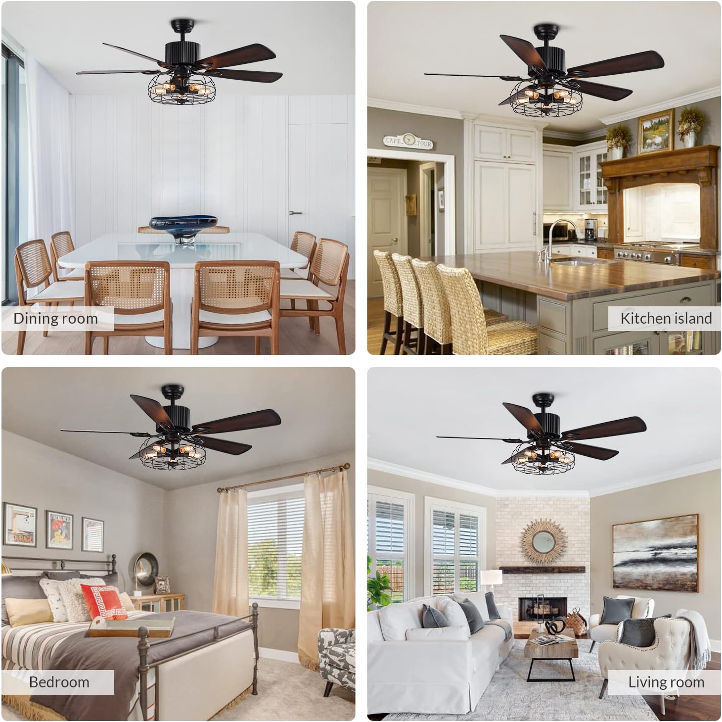 New Deal NOXARTE Industrial Ceiling Fan Black Cage Chandelier Fan 5 Wood Reversible Blades Remote Control for Farmhouse Dining Room Get Discount 70% Price NOXARTE Industrial Ceiling Fan Black Cage Chandelier Fan 5 Wood Reversible Blades Remote Control for Farmhouse Dining Room