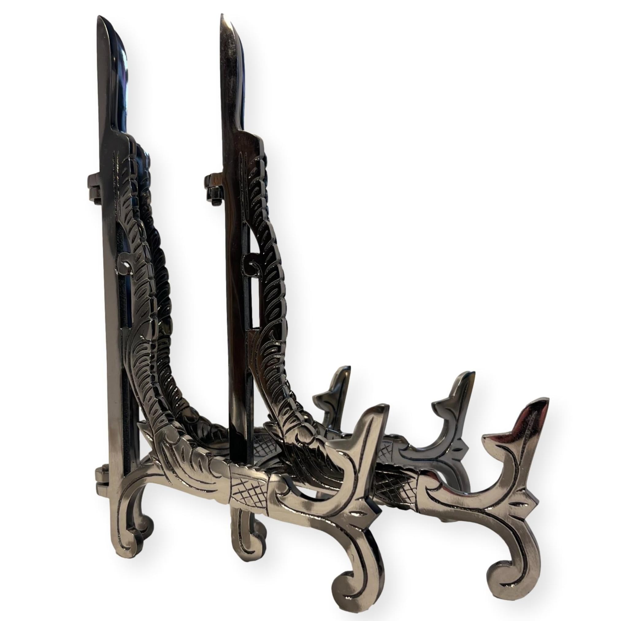 Thorness Antique Nickel Pair Of Large 10 Inch Metal Easel Finish | Plate Holder | Display Stand | Metal Frame Holders For Photo Pictures Decorative Plate Dish | 25Cm (H) X 15Cm (Deep)