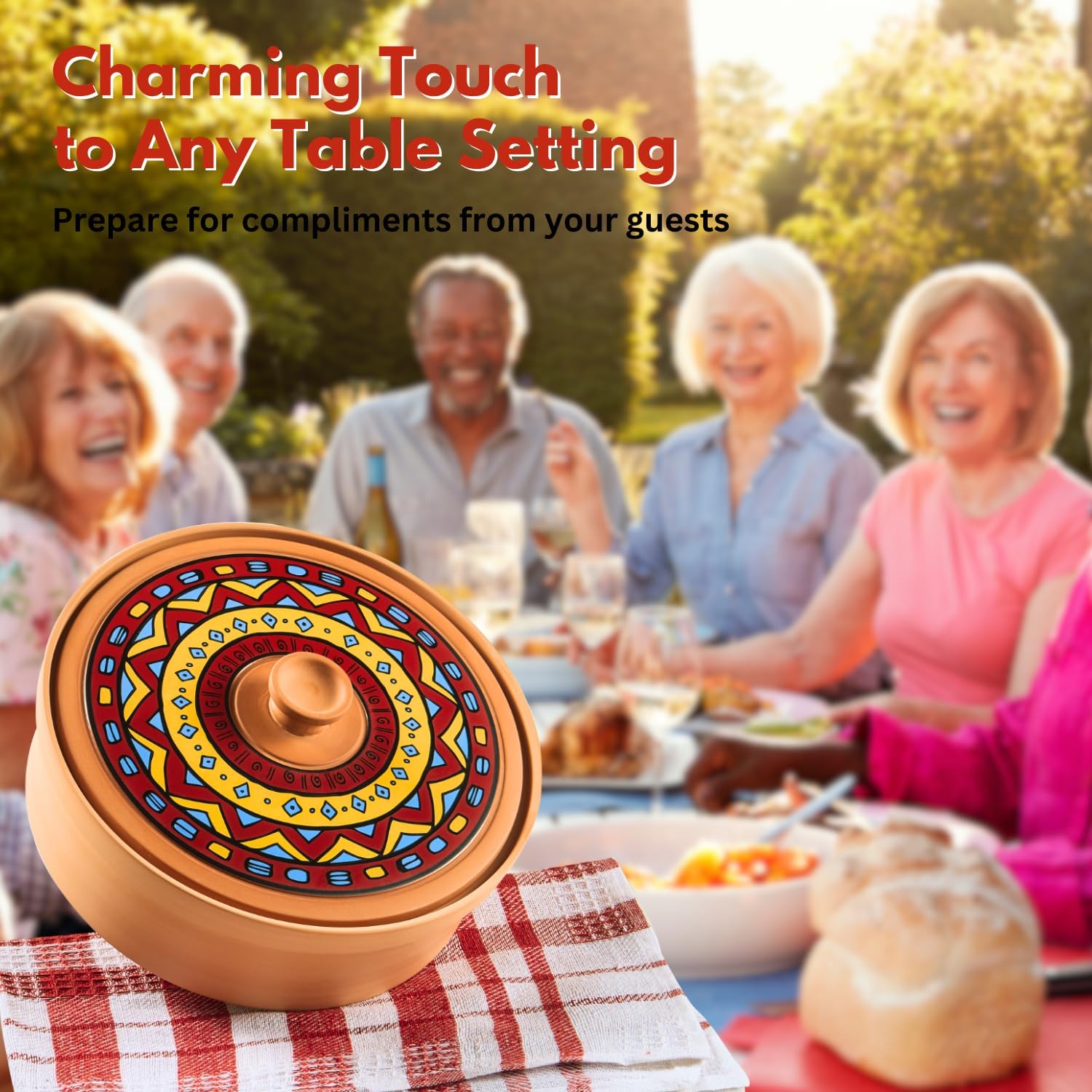 Terracotta Tortilla Warmer + 1 Pack Taco Holder Kit - Silver