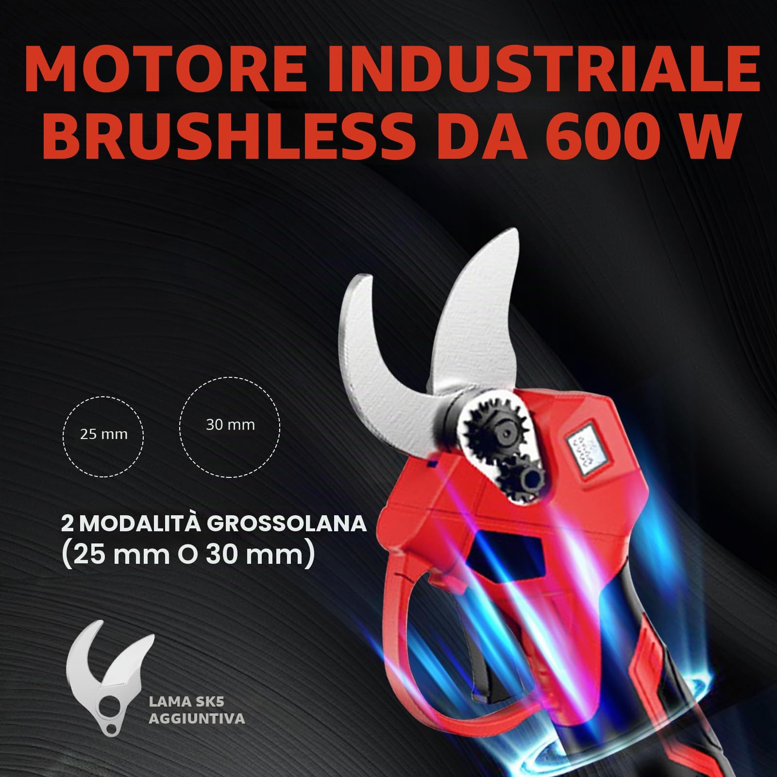 Cesoie elettriche senza fili, diametro di taglio a batteria da 40 mm, 21 V, 2000 mAh, set di batterie e lame di ricambio, 6-8 ore di lavoro, cesoie per potatura per cesoie per viti, cesoie per