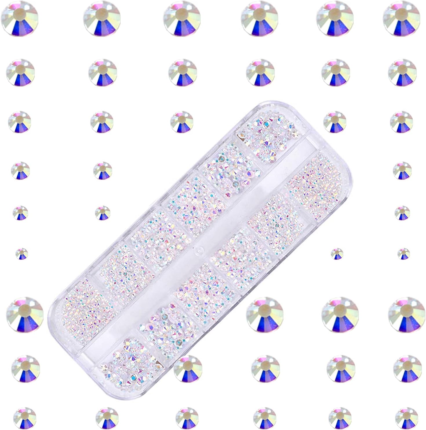 Dowarm 2650 Pieces Glue Fix Glass Flat Back Crystal Rhinestones Round Gems, 6 Sizes 1.5mm - 6.5mm, Non Hotfix Flatback Crystals Loose Gemstones for Crafts Nail Face Art Clothes (Metal Sunlight/Gold) : Beauty & Personal Care