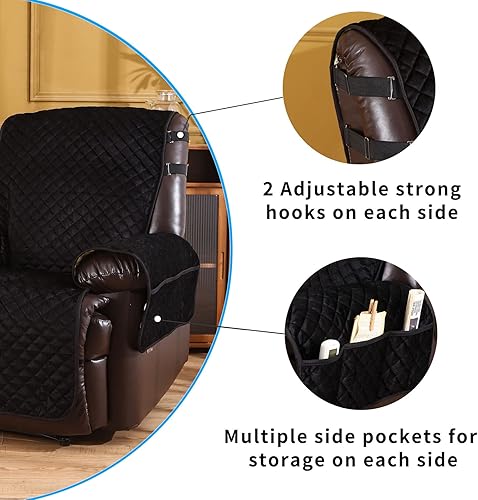 Miniatura 5 de LUFEIJIASHI Fundas reclinables antideslizantes e impermeables para sillas reclinables grandes para sillas de cuero, funda reversible para sala de
