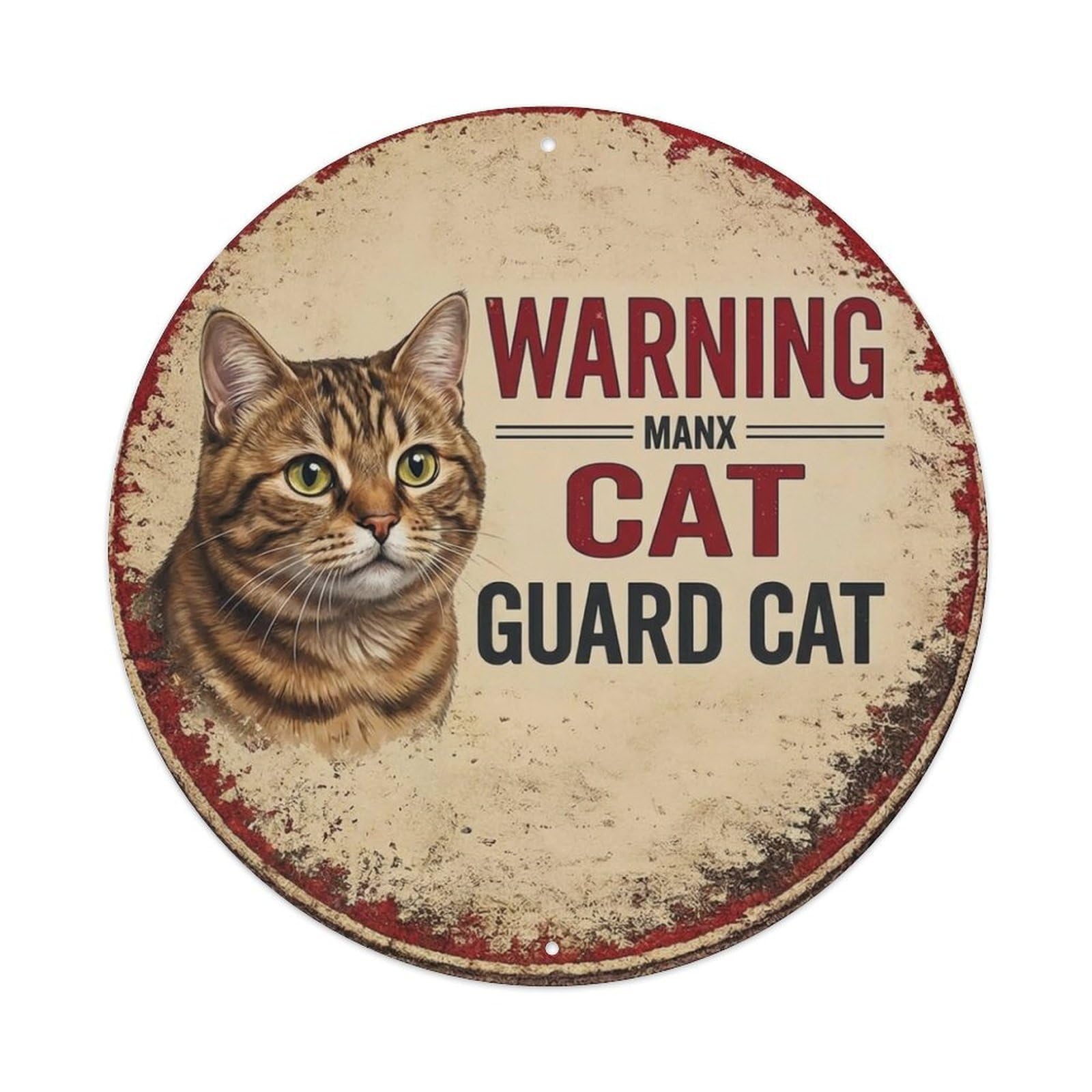 Tgrcjimh Style Metal Tin Sign Vintage Warning Manx Cat