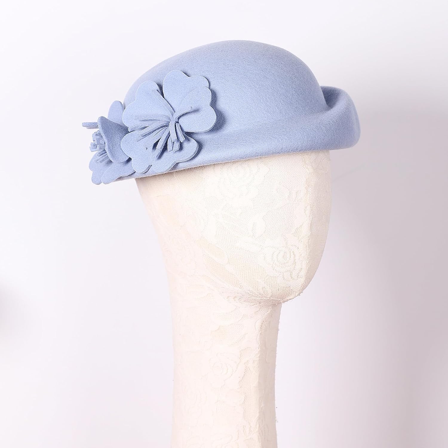Pillbox Hat Wool Felt Beret Fascinator Hats Flower Cocktail Wedding Tea Party Hat