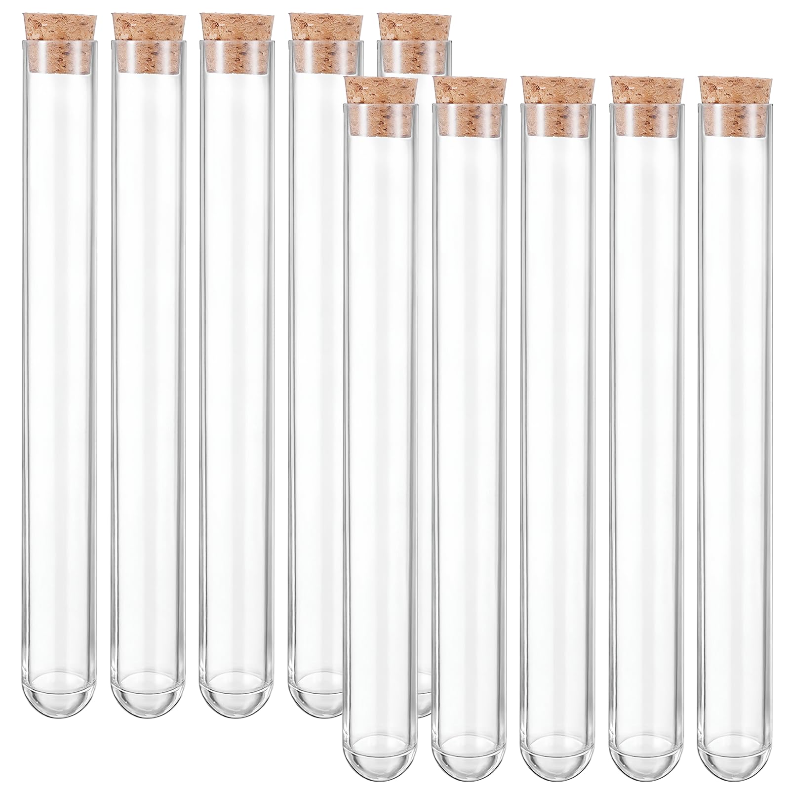 Photo 1 of 10 Piece Clear Test Tubes with Cork Stoppers 16x150mm(15ml) Round Bottom Test Tube Containers Transparent Plastic Vials with Seal Cap for Jewelry Seed Beads Liquid Storage