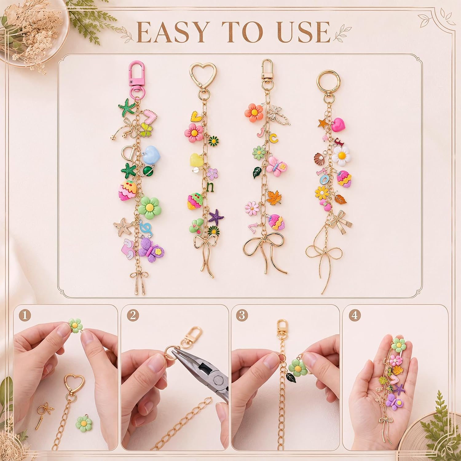 Highergo 888 Pcs Fresh Charms Lip Gloss Keychain Making Kit DIY Craft image 4
