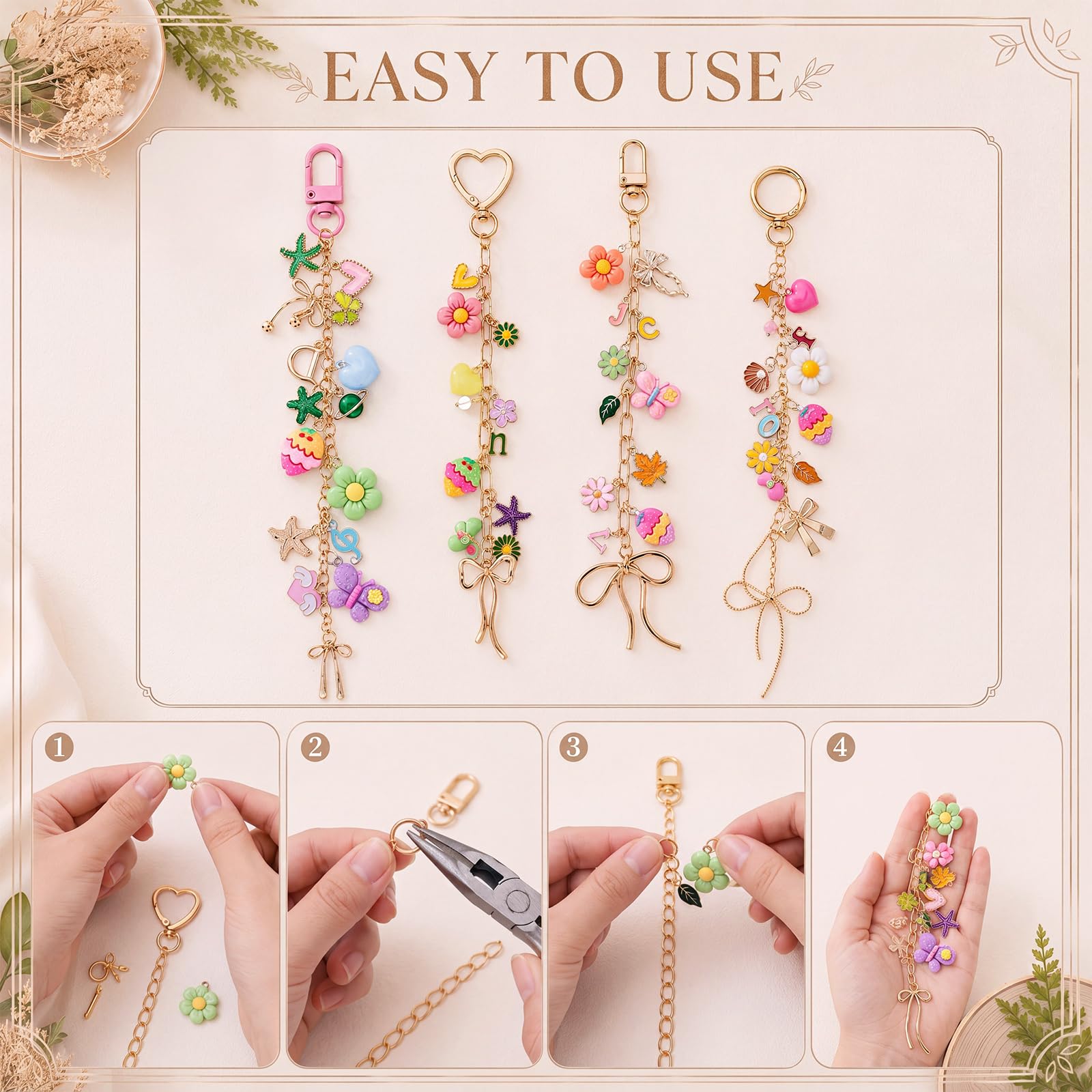 Charms Lip Gloss - Kit de fabricación de llaveros para manualidades, 698