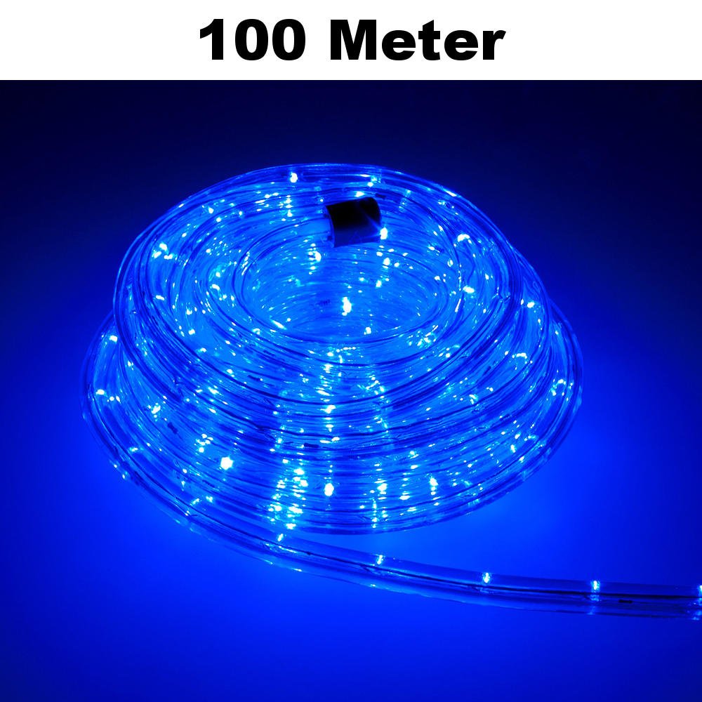 LED Luz Manguera Juego completo con accesorios luz cadena de iluminación de color verde rojo blanco cálido azul RGB 5 metros hasta 50 metros F3 LED para interior/exterior, azul, 100 m