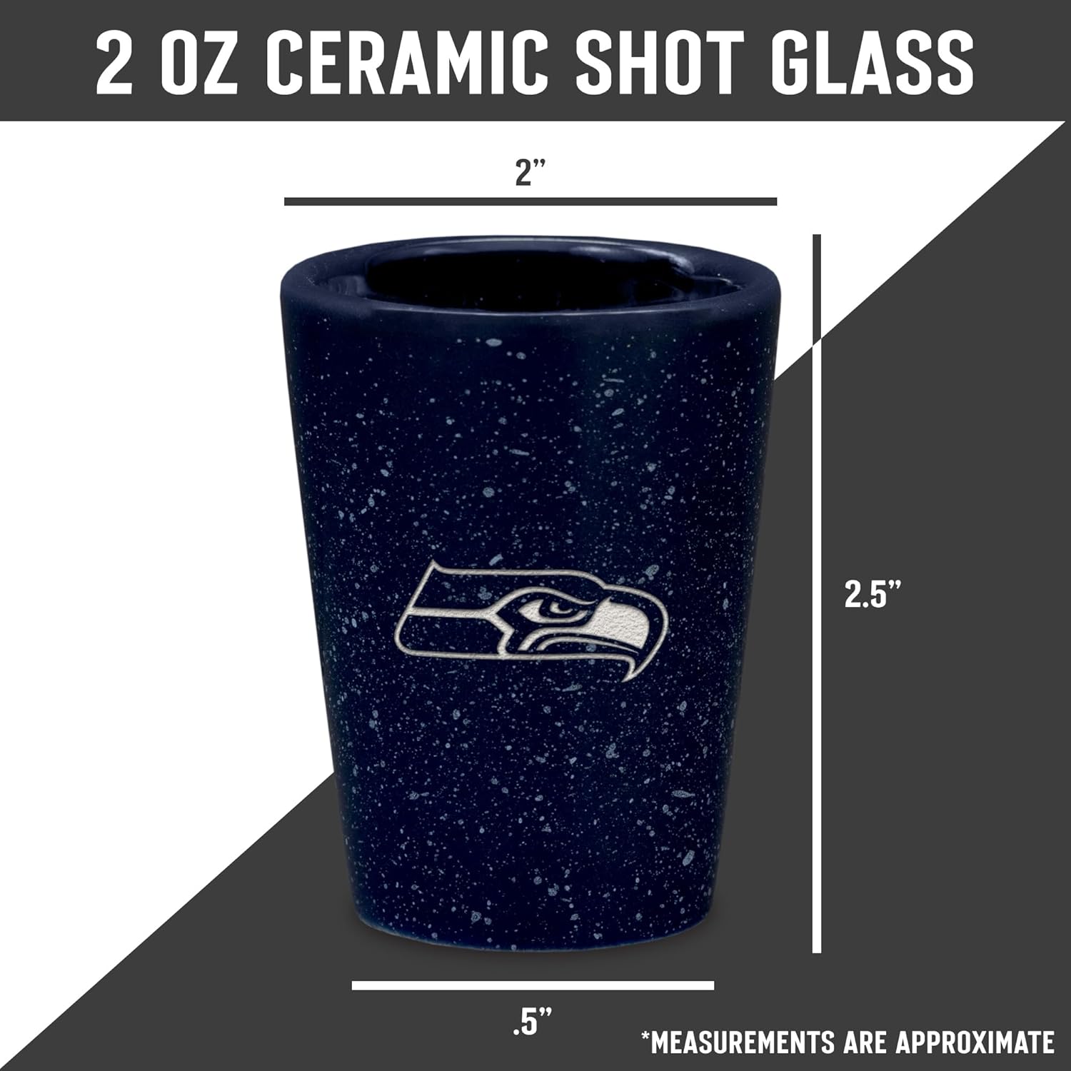 Rico Industries NFL Football Primary OR Wordmark Logo 2oz Ceramic Shot Glass for Fans, Laser Engraved In Team Color Single Shot Glass - Image 5