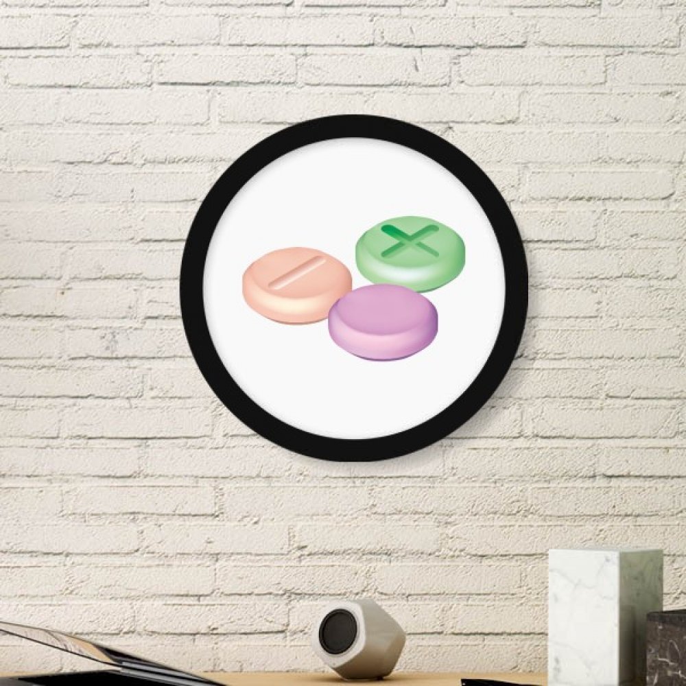 Pilule de soins de santé peinture art cadre photo ronde en bois noir déco maison Small