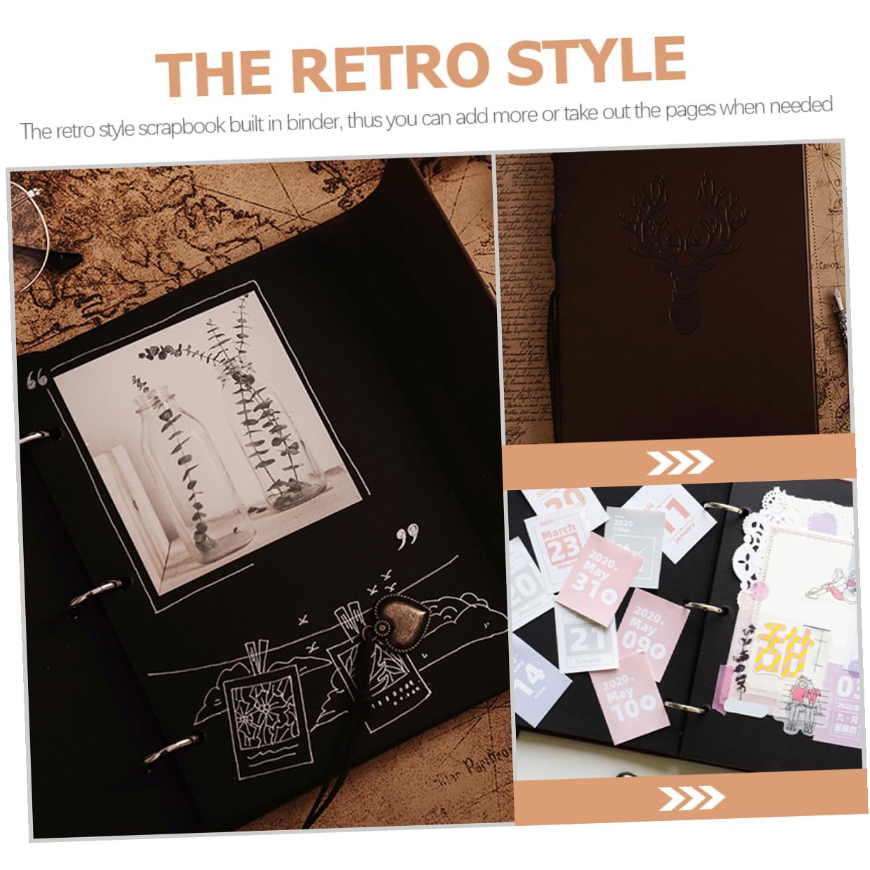 Album Fotografico Vintage Fai da Te in Pelle PU Album di Ritagli Fatto a Mano Compatto e Resistente Regalo Personalizzabile per Viaggi e Occasioni Speciali
