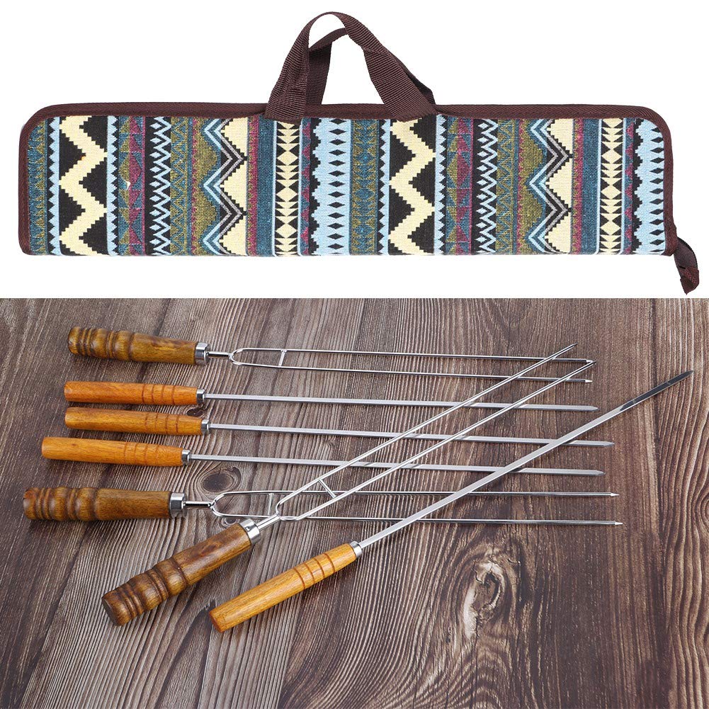 Juego de 7 Tenedores para Barbacoa de Acero Inoxidable, Utensilios para Asar en Forma de U