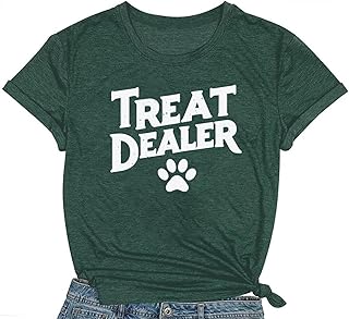 Dog Lover Shirts for Women Cute Paw Love Heart Print T-Shirt Dog Mom Short Sleeve Tee Tops