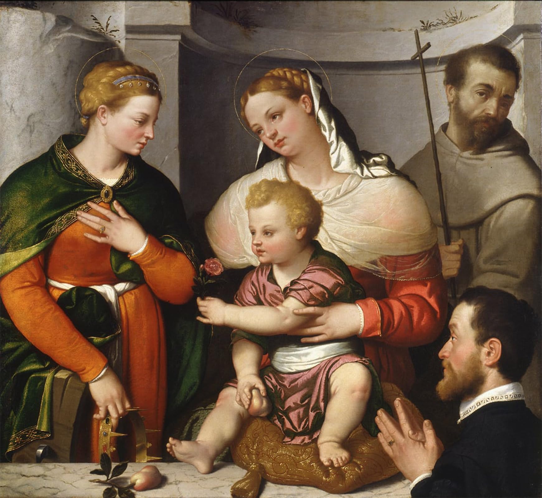 ARTXLXXBN Famous Prints Artwork Pictures Poster Painting Art Lady and Child with St Catherine St and the Donor by Battista Moroni Artwork Landscape Pictures for Home Decor 60x90cm