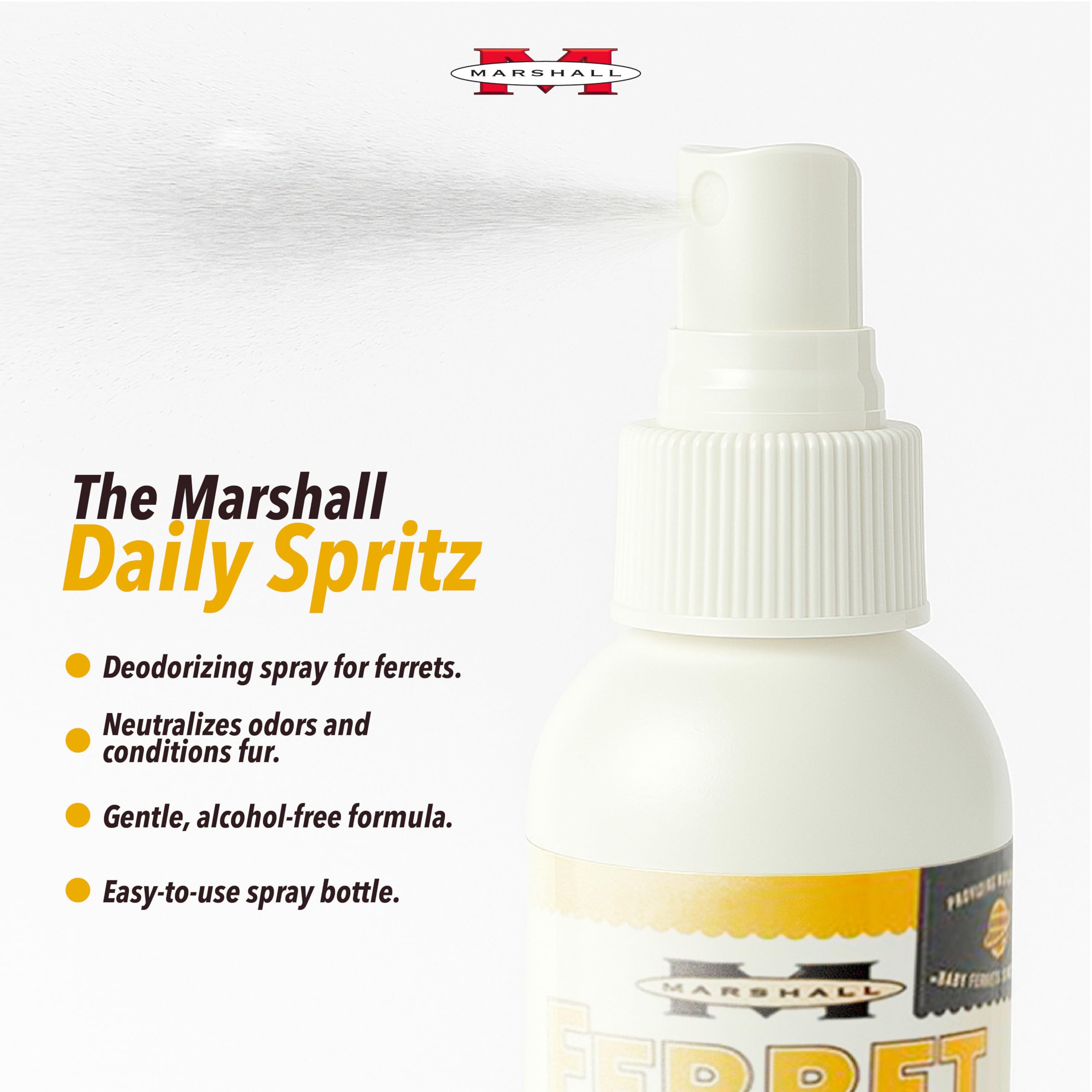 Marshall Ferret Daily Spritz Conditioner – 8 fl. oz – Gentle Daily Use Formula with Aloe Vera – Keeps Coat Soft, Shiny, and Fresh Between Baths – Pleasant Baby Fresh Scent