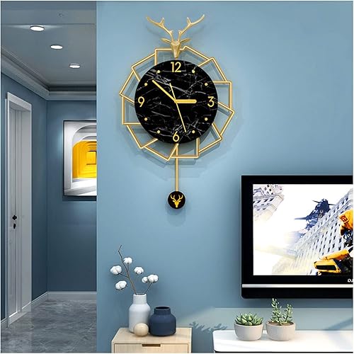 VEZCOS Relojes de pared modernos con péndulo reloj de pared decorativo sin tictac para decoración de sala de estar batería para salones oficinas