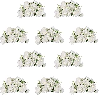 NUPTIO Flower Balls for Wedding Centerpieces - 10 Pcs 14.2 inch Diameter Fake Flower Ball Arrangement Bouquet Party Centerpieces for Tables - White Rose Bouquet Centerpiece Flowers for Wedding Table