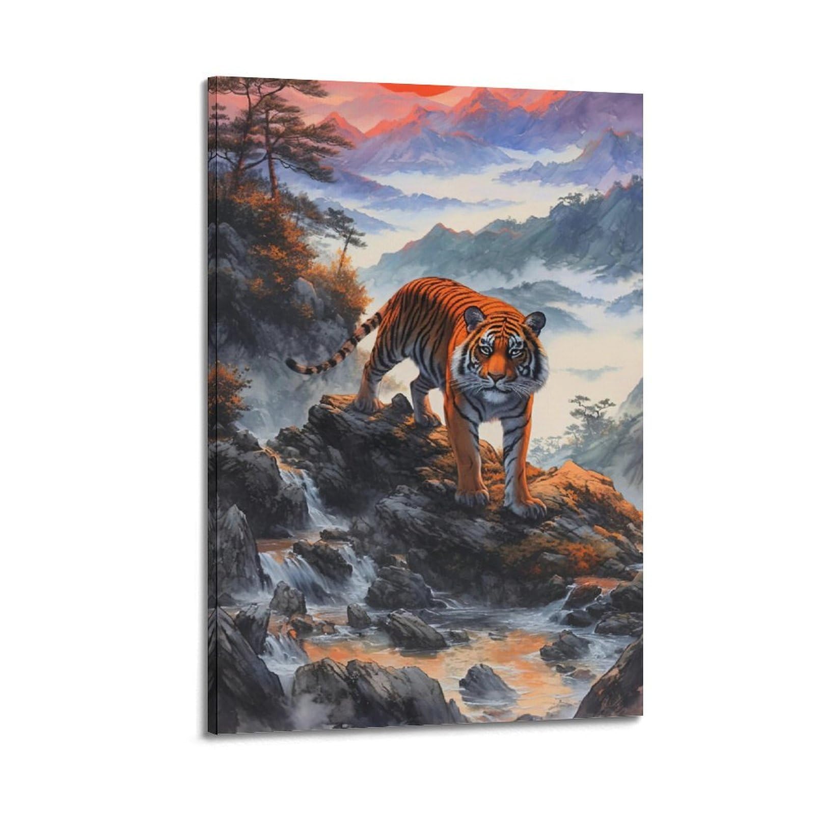 JTLFXY Animal Artwork Poster Tiger in The Sunset Poster Decorative Painting Canvas Wall Posters And Art Picture Print Modern Family Bedroom Decor Posters 20x30inch(50x75cm)
