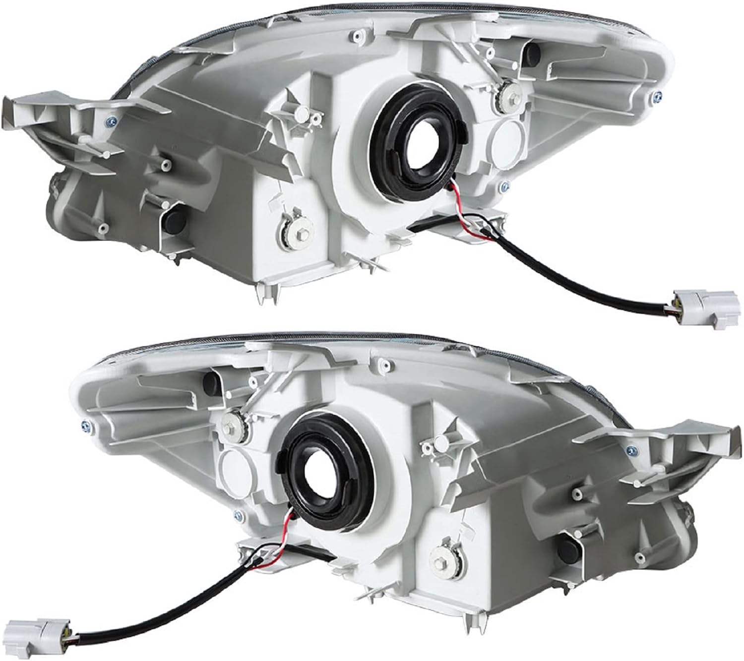 Replacement for 2007-2011 Yaris Sedan Black Housing Headlight Assembly Pair.