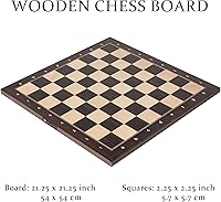 Vista 3 de A&A Tablero de ajedrez profesional de madera de 21.25 pulgadas, palisandro africano e incrustaciones de arce, cuadrados de 2.25 pulgadas con notación