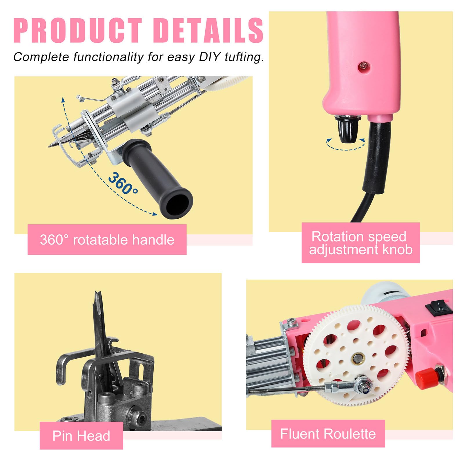 Elektryczny Pistolet do Tuftingu Dywanów, 220 V, 3000-5000 Obr/Min, Regulowana Prędkość, do Rzemiosła, Dywanów, Ubrań, DIY,220V