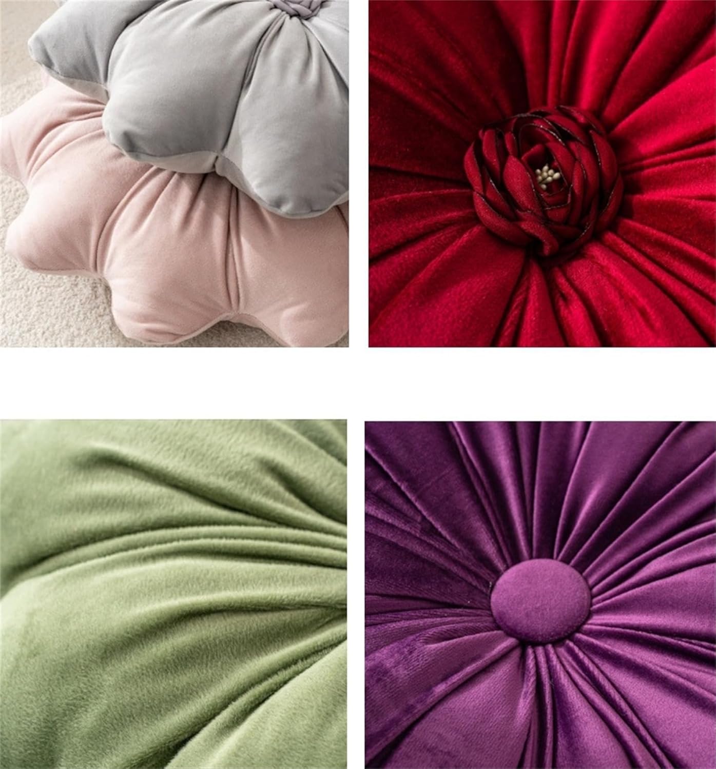 15.7" Flower Throw Pillow Soft Velvet Red Sofa Pillows Flower Shaped Decorative Couch Chair Pillow Cushion for Living Room Bedroom Farmhouse