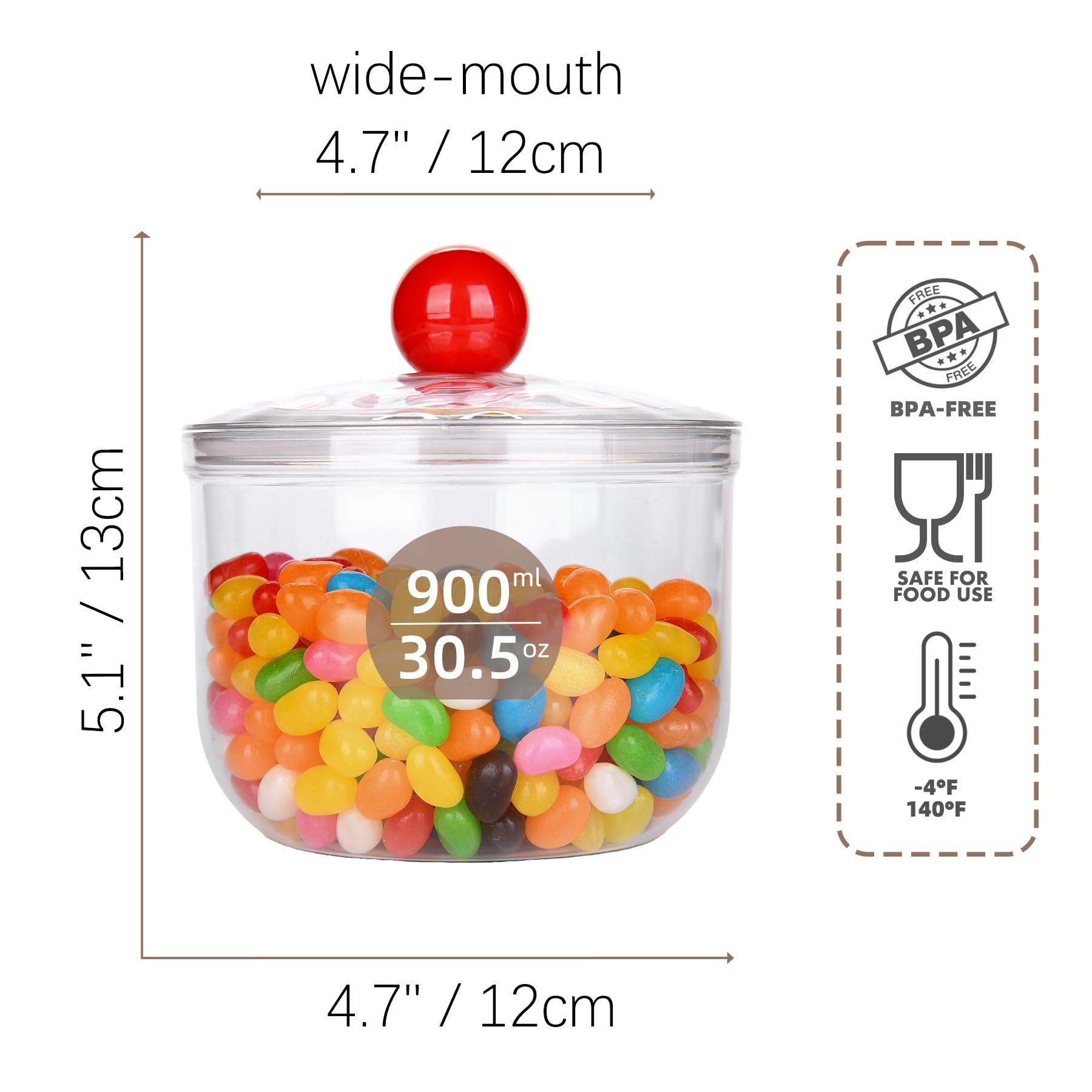 Amazon｜Custde 30オンス 透明プラスチックキャンディジャー 蓋付き