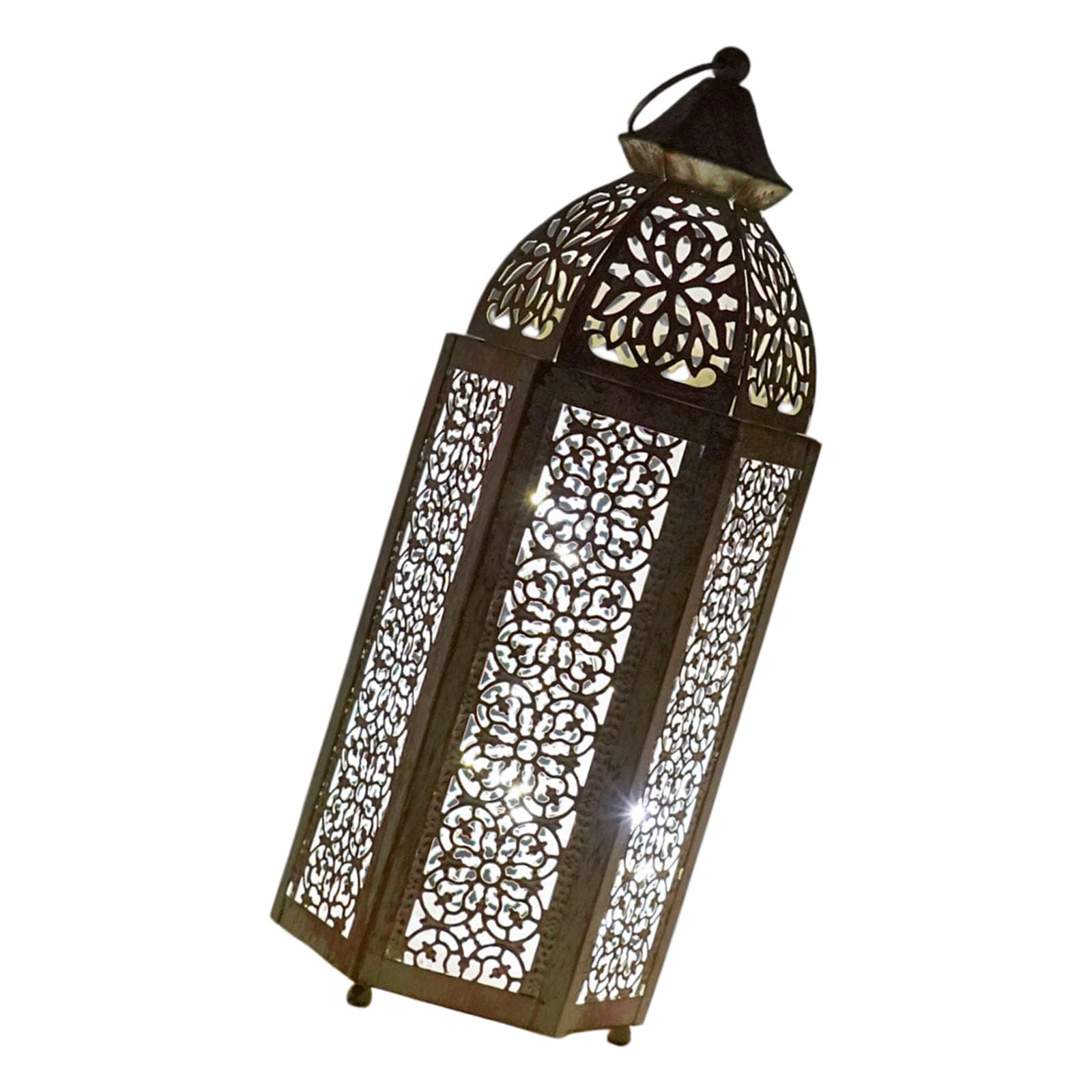 XuQiZZpp Decorative Lanterned Moroccans Lanterned Metal Iron Candle Holders Golden Hollow Ramadans Decorations for Home