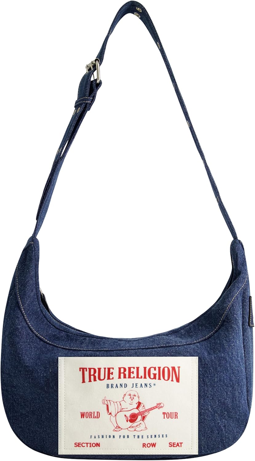 True Religion Women's Shoulder Bag Purse, Buddha Pocket Hobo Handbag with Adjustable Strap