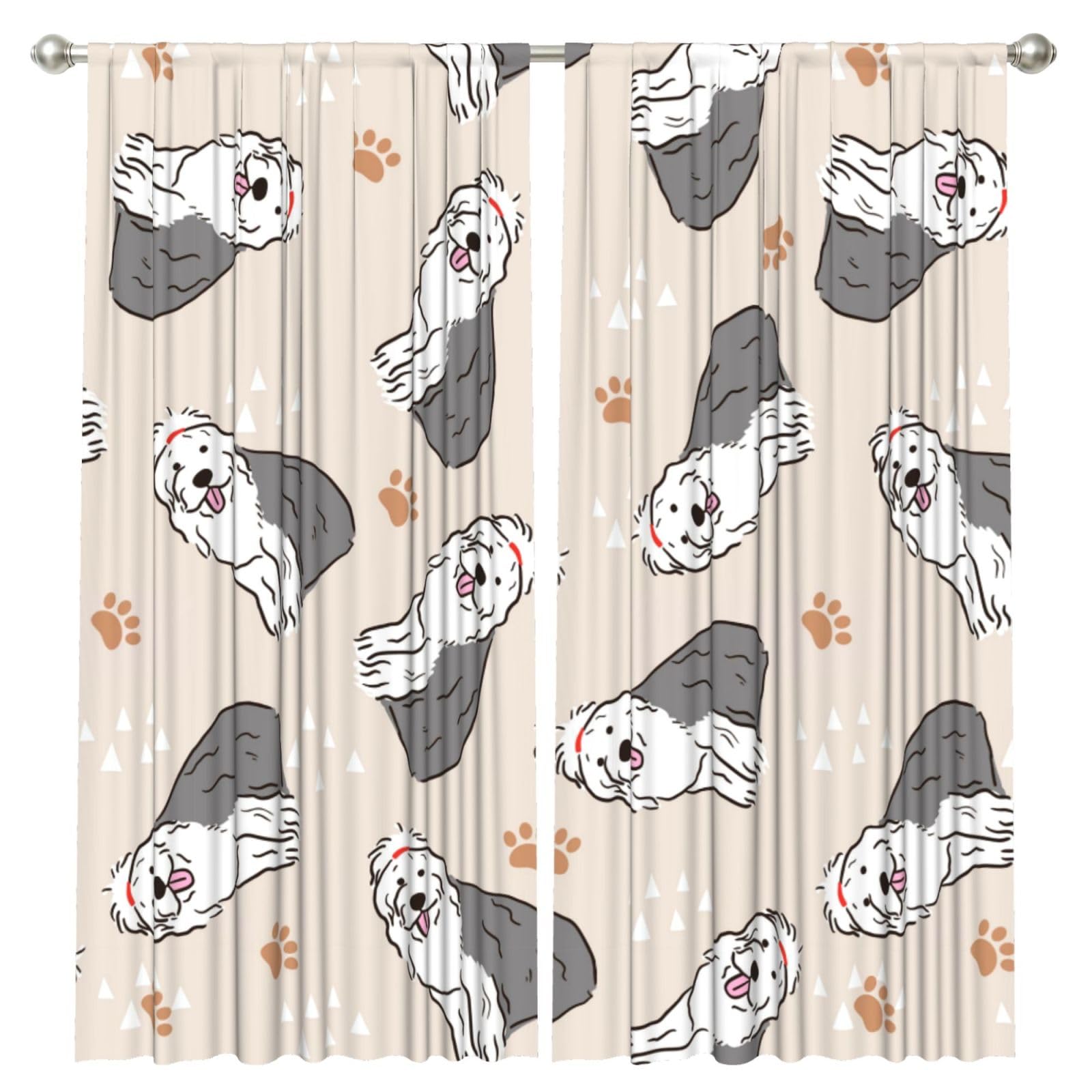 InOmak Old English Sheepdog, 2 Panels Window Curtains 52 x 84 Inch Blackout Curtains for Living Room Bedroom