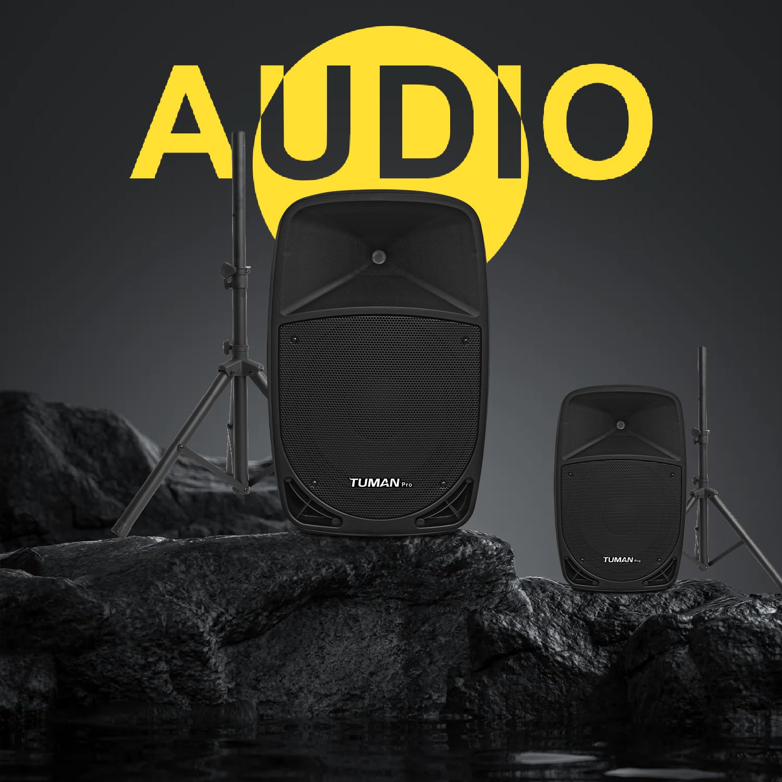 Podwójny system głośników PA o wysokiej mocy 12 cali 1000 W | Obsługuje radio FM Bluetooth USB SD odtwarzanie multimediów zawiera dwa stojaki na imprezy karaoke na świeżym powietrzu
