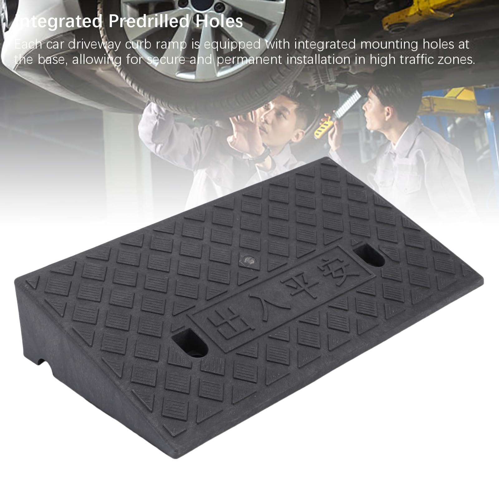 Fockety Rampe de Trottoir pour Allée de Voiture, capacité de Charge de 2 200 LB, Rampe de Seuil Robuste, Rampes de Pont de Trottoir pour Quai de Chargement, Garage, (500x270x120mm / 19,69x10,63x4,72