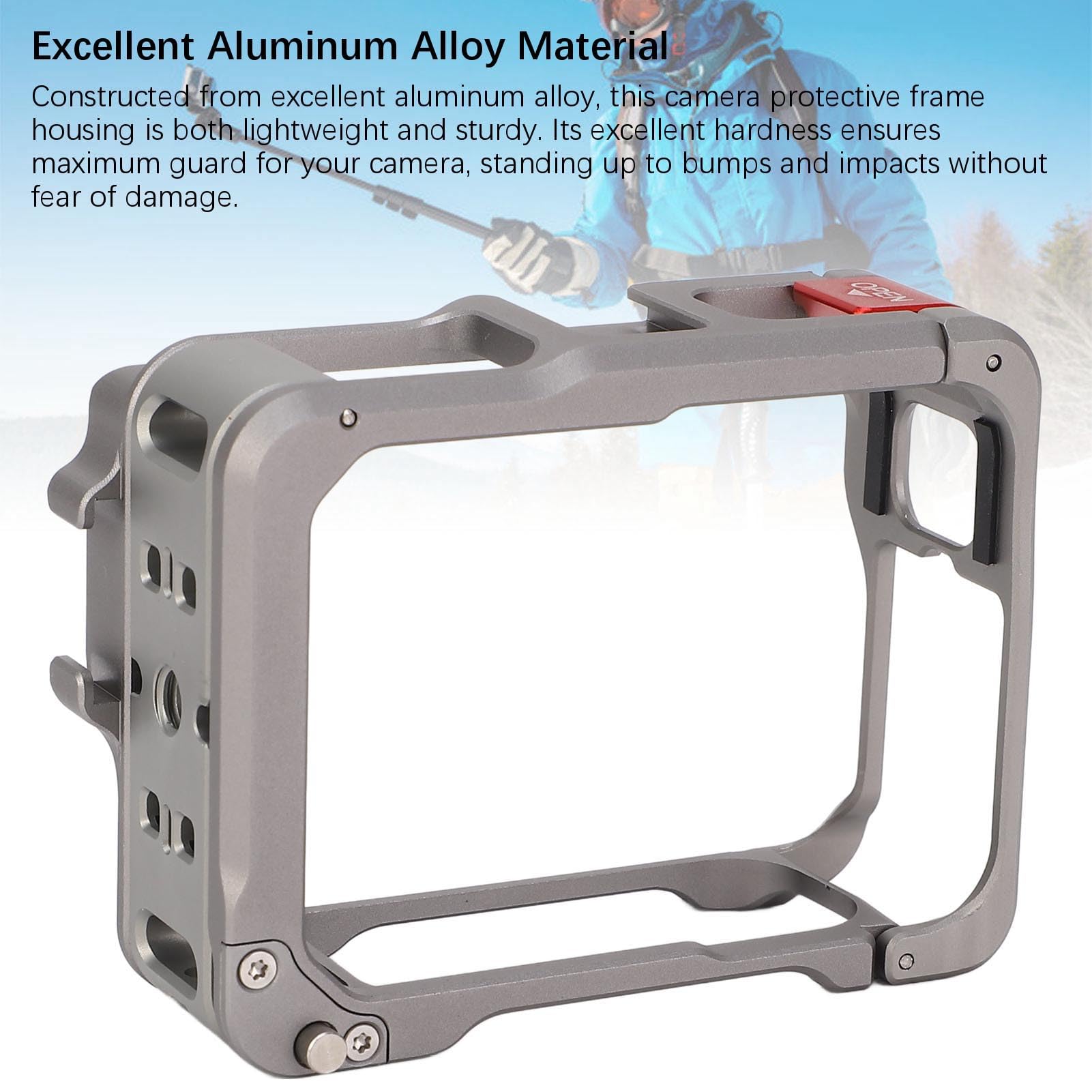 Alomejor Boîtier de Cadre de Protection de Caméra, Cage Légère en Alliage D'aluminium pour Pro 2, Interface D'extension de Chaussure Froide, pour Les Amateurs de Vlogging