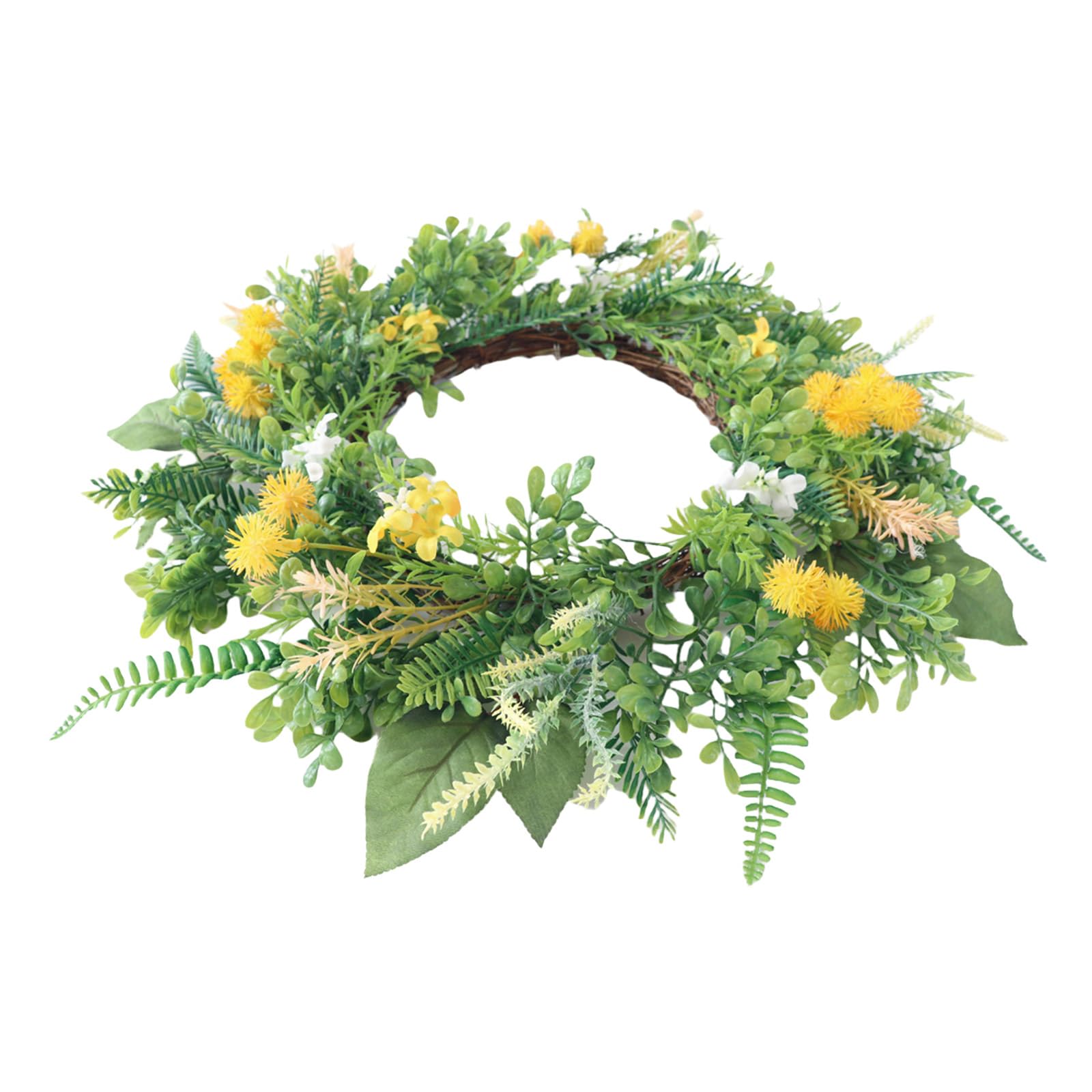 Xjdzineq Artificial Flower Wreath with Leaves Spring Plant Decoration for Front Door Garden Indoor and Outdoor Decoration Spring