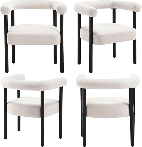 Miniatura 5 de Mid-Century - Juego de 2 sillas de comedor modernas con reposabrazos de barril, sillas de comedor laterales con respaldo curvo, sillones tapizados