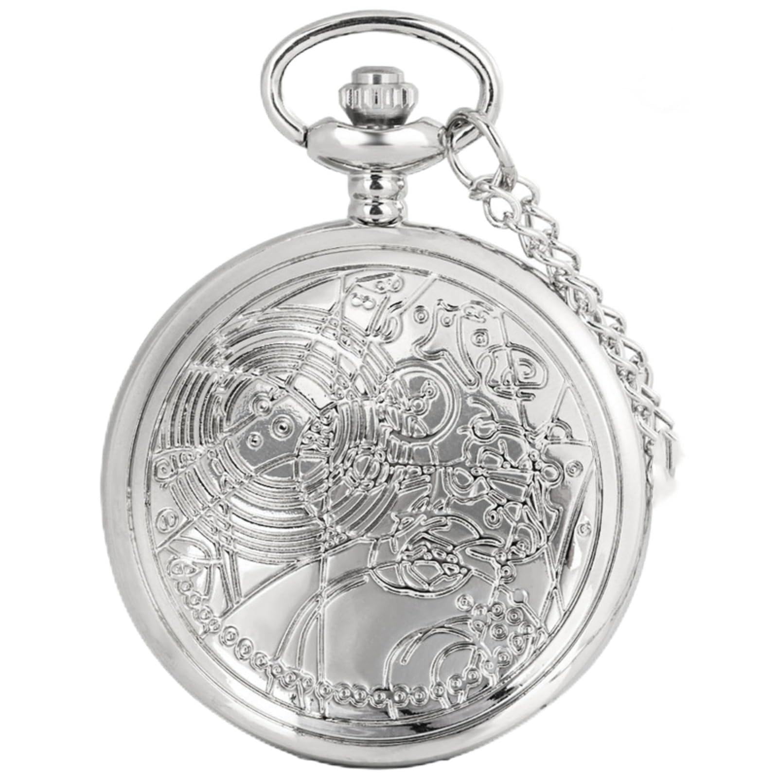 Relojes de Bolsillo, Reloj de Bolsillo Cuarzo Vintage Grande, Colgante, Collar(Silver)