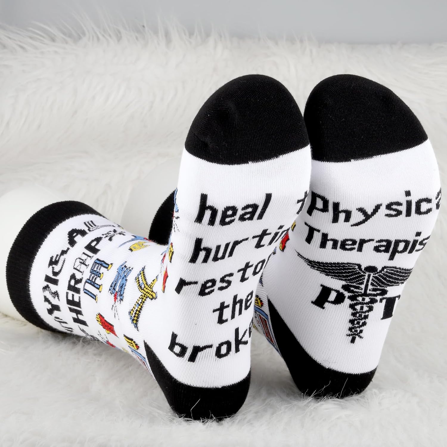 MBMSO 2 Pairs Physical Therapist Gifts Socks PT Appreciation Gifts Physical Therapy Socks Heal the Hurting Restore the Broken - Image 5